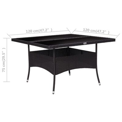 vidaXL Vrtni blagovaonski stol od poliratana i stakla crni