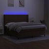 vidaXL Krevet box spring s madracem LED tamnosmeđi 160x200 cm tkanina