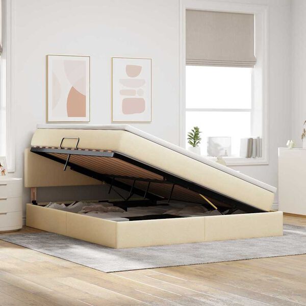 vidaXL Krevet s madracem i skladištem s madracem Krema 180 x 200 cm