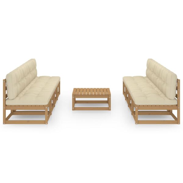 vidaXL 9-dijelna vrtna garnitura od masivne borovine s jastucima