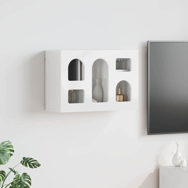 vidaXL Viseći ormarić s policom Visoki sjaj bijela 60 x 20 x 40 cm