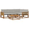 vidaXL Set vanjskih sofa s jastukom 5 pcs Prirodna i svjetlosiva