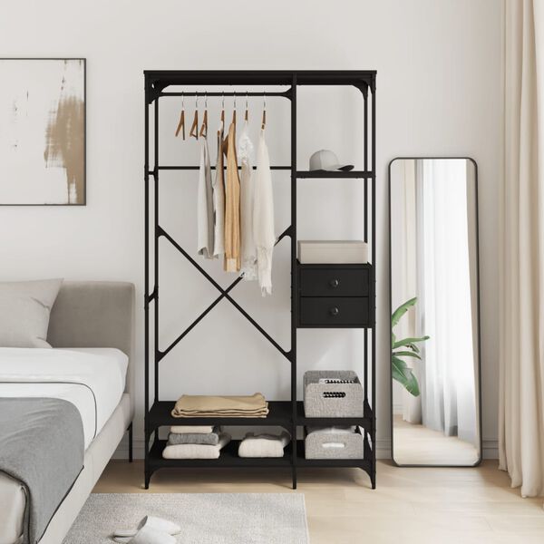 vidaXL Ormar s ladicama crni 100 x 40 x 180 cm od konstruiranog drva