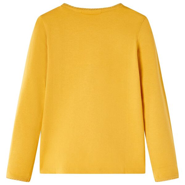 Dječja majica dugih rukava tamna oker boja 140