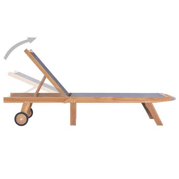 vidaXL Sklopive ležaljke s kotačima 2 kom od tikovine i tekstilena