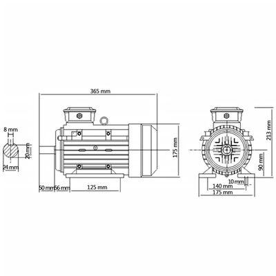 vidaXL Trofazni električni motor aluminijski 2,2 kW / 3 KS 2840 o/min