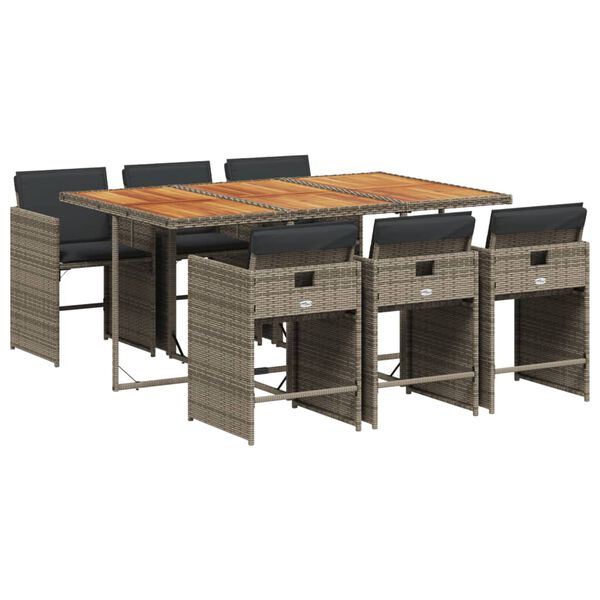 vidaXL 7-dijelni vrtni blagovaonski set sivi od poliratana