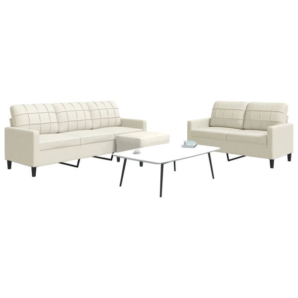 vidaXL 3-dijelni set sofa s jastucima krem baršunasti