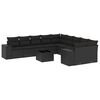 vidaXL 11-dijelni set vrtnih sofa od poliratana s jastucima crni