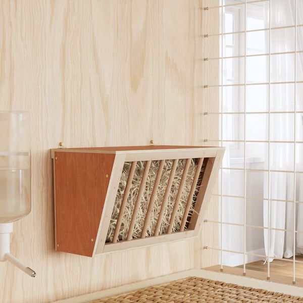 vidaXL Hranilica za sijeno za zečeve 37x18,5x23 cm masivna jelovina