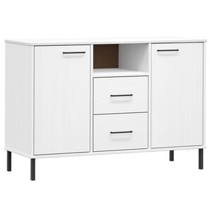 vidaXL Komoda s metalnim nogama bijela 113x40x77 cm masivno drvo OSLO