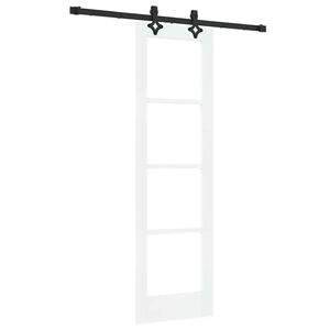 vidaXL Klizna vrata Bijelo 61 x 198,5 cm Masivna borovina i staklo