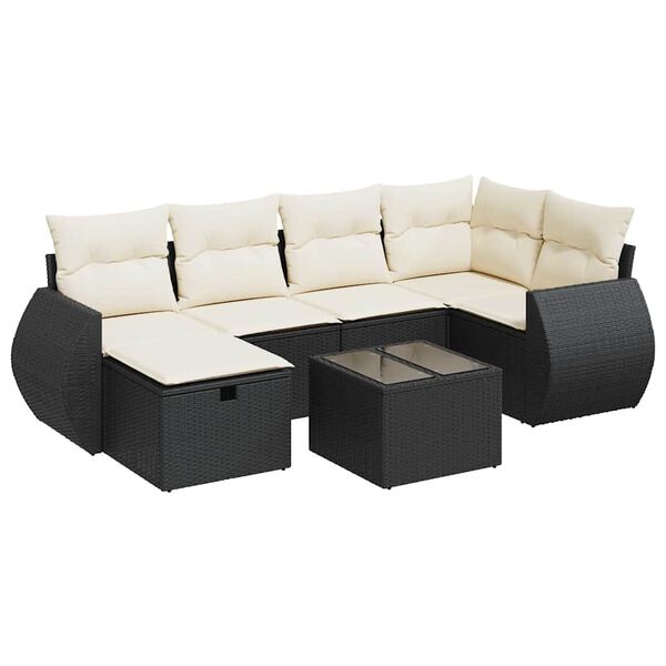 vidaXL 6-dijelni set vrtnih sofa s jastucima crni od poliratana