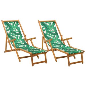 vidaXL Sklopiva ležaljka za sunčanje 2 pcs 3 Pozicija Uzorak lista