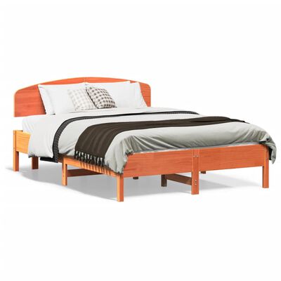 vidaXL Okvir kreveta s uzglavljem voštano smeđi 120x190 cm od borovine