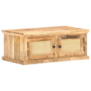 vidaXL Stolić za kavu 90x50x35 cm masivno drvo manga i prirodna trska