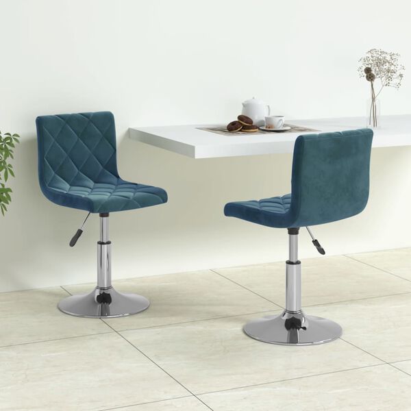 vidaXL Okretne blagovaonske stolice 2 kom plave bar&scaron;unaste