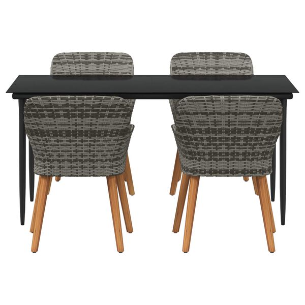 vidaXL Vrtni set za objed s jastukom 5 pcs Siva poliratan