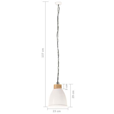 vidaXL Industrijska viseća svjetiljka bijela 23 cm E27 željezo i drvo