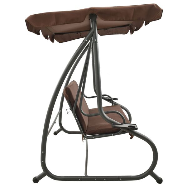 vidaXL Vrtna klupa za ljuljanje s krovom boja kave