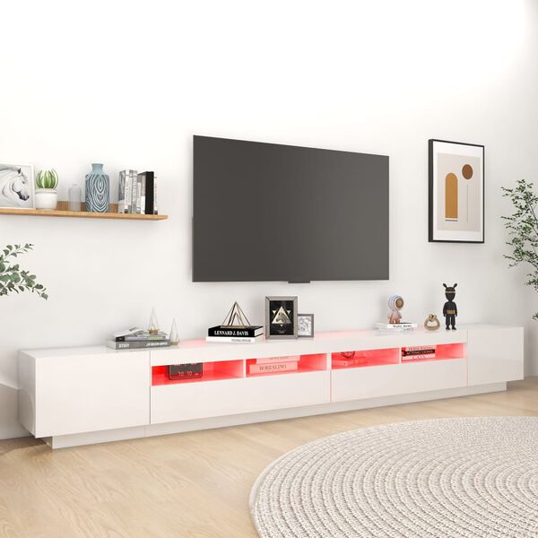 vidaXL TV ormarić s LED svjetlima visoki sjaj bijeli 300 x 35 x 40 cm