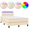 vidaXL Krevet box spring s madracem LED krem 120 x 200 cm od tkanine