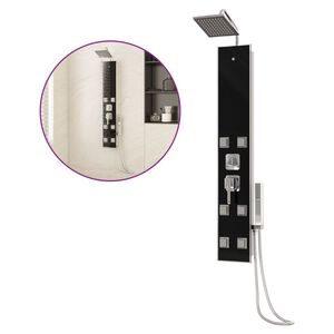 vidaXL Panel za tuširanje od stakla 18 x 45,5 x 130 cm crni