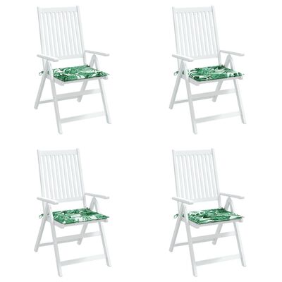 vidaXL Jastuci za stolice 4 kom s uzorkom lišća 40x40x3 cm od tkanine