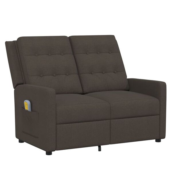 vidaXL Masažni dvosjed od tkanine smeđi