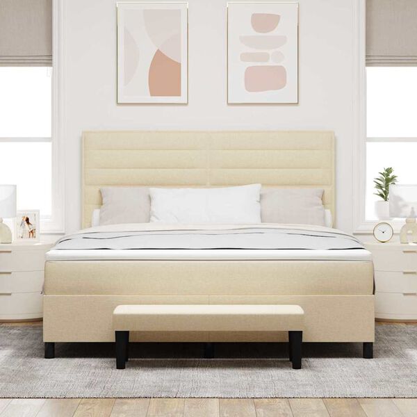 vidaXL Krevet s opruga kutije s madracem Krema 180 x 200 cm tkanina