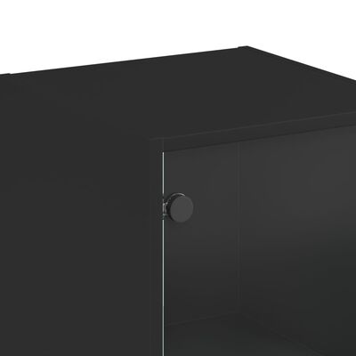 vidaXL Visoka komoda sa staklenim vratima crna 35 x 37 x 142 cm
