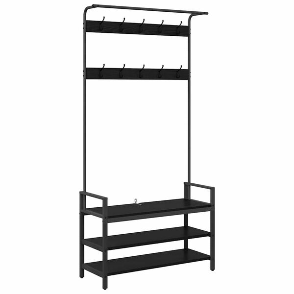 vidaXL Vje&scaron;alica za kapute s policom Crni hrast 95 x 34 x 184 cm