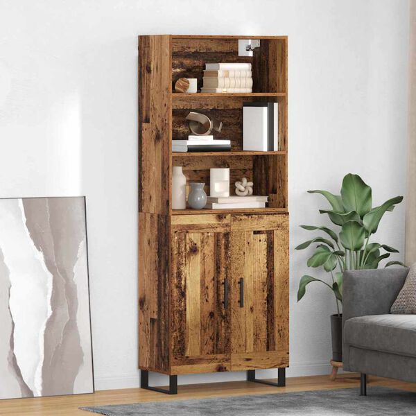 vidaXL Highboard Staro drvo 69,5 x 34 x 180 cm Konstruirano drvo