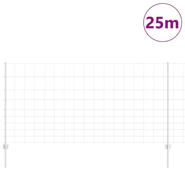 vidaXL Ograda s postovima Srebrno 1,2 x 25 m Čelik