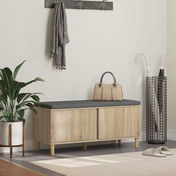 vidaXL Klupa za hodnik s jastukom Sonoma hrast 60 x 38 x 46 cm