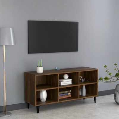 vidaXL TV ormarić s metalnim nogama boja smeđeg hrasta 103,5x30x50 cm
