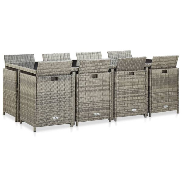 vidaXL 13-dijelni vrtni blagovaonski set od poliratana sivi