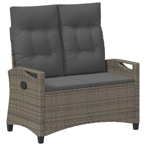 vidaXL Vrtna klupa s jastukom Siva i tamno siva 105 x 60 x 112 cm