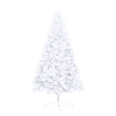 vidaXL Umjetna osvijetljena polovica božićnog drvca bijela 210 cm PVC