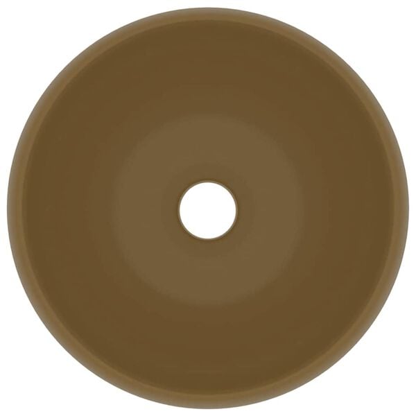 vidaXL Luksuzni okrugli umivaonik mat krem 40 x 15 cm keramički