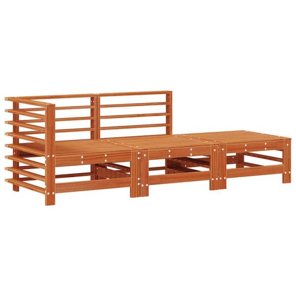 vidaXL Sekcionalna sofa 3 Komad Vosak Smeđa Masivna borovina