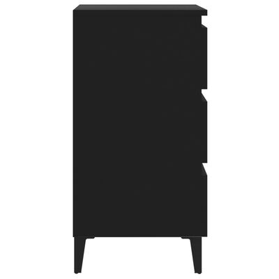 vidaXL Noćni ormarić s metalnim nogama crni 40 x 35 x 69 cm