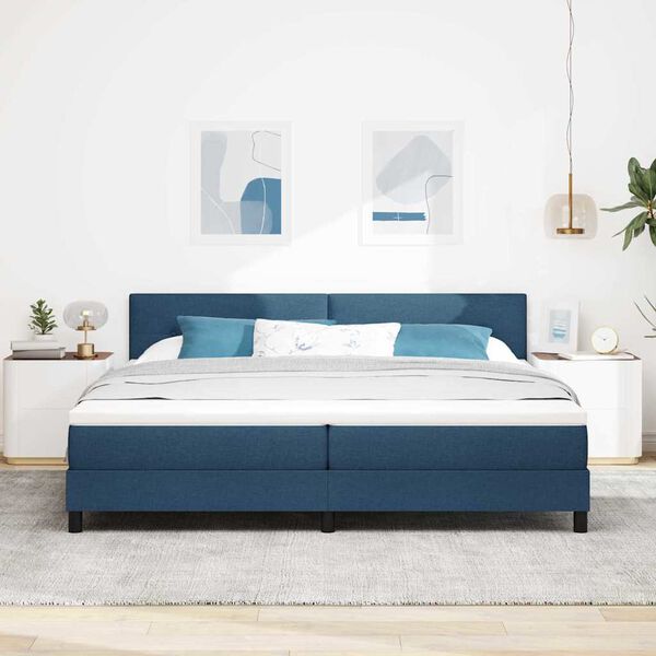 vidaXL Boxspring krevet s madracem Plava 200 x 200 cm tkanina