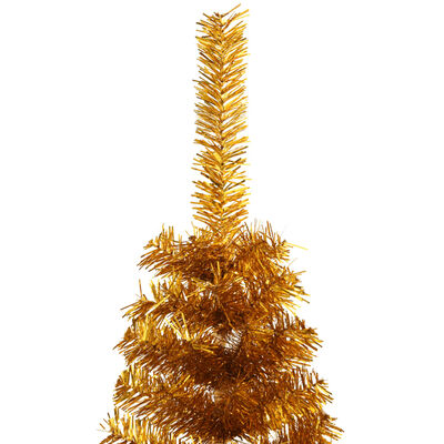 vidaXL Umjetna polovica božićnog drvca sa stalkom zlatna 150 cm PET