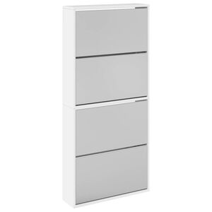 vidaXL Ormarić za cipele s ogledalom i 4 razina bijeli 63x17x134 cm