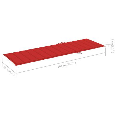 vidaXL Dvostruka ležaljka od impregnirane borovine s crvenim jastucima