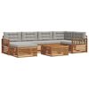 vidaXL Set vanjskih sofa 7 kom. Prirodna i svijetlo siva