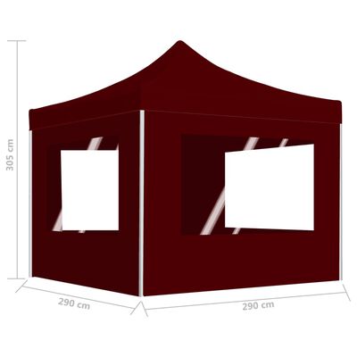 vidaXL Profesionalni sklopivi šator za zabave 3 x 3 m crvena boja vina