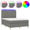 vidaXL Krevet box spring s madracem LED tamnosivi 140x200 cm tkanina