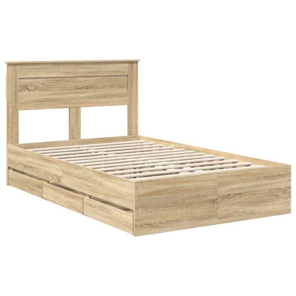 vidaXL Krevetna konstrukcija s ladicama Sonoma hrast 120 x 200 cm